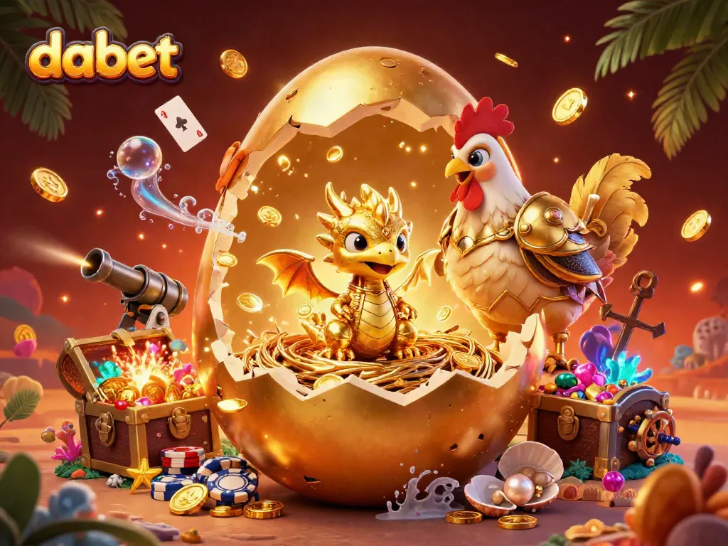 Experience dabet's thrilling casino world with a golden dragon and playful games.