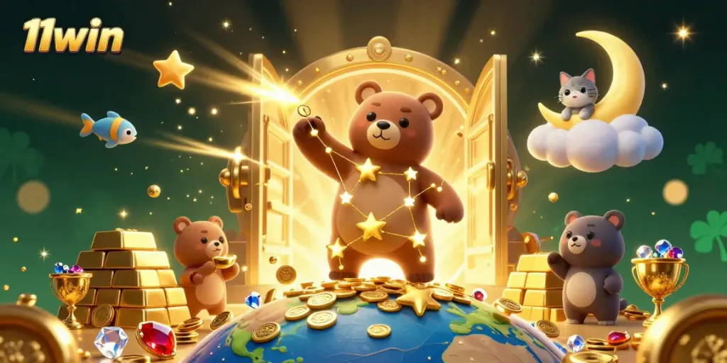 Experience thrilling gameplay at 11win with golden treasures, vibrant characters, and dynamic casino elements.