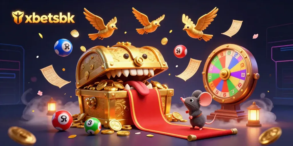 Join the excitement at 1xbetsbk with this vibrant illustration of a casino treasure adventure.