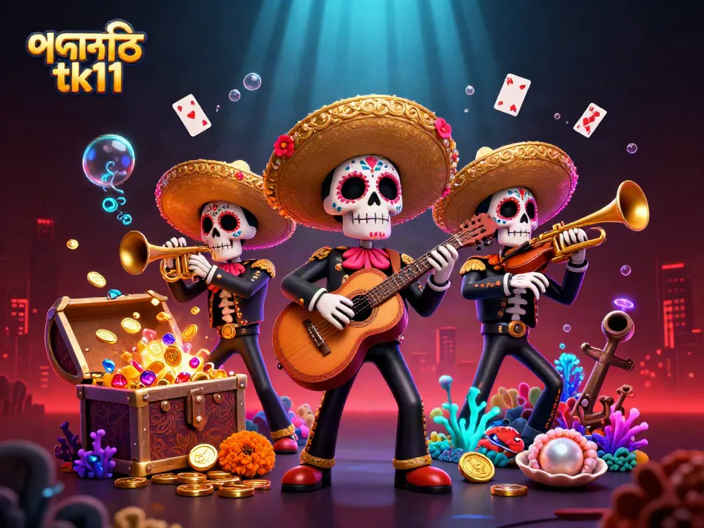 Engage in the excitement of পদোন্নতি tk11 with vibrant mariachi skeletons and underwater treasures.