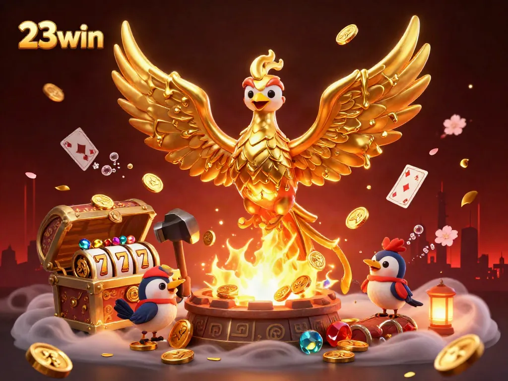 Experience epic wins with 23win's thrilling casino action featuring golden phoenixes and dynamic gameplay elements.