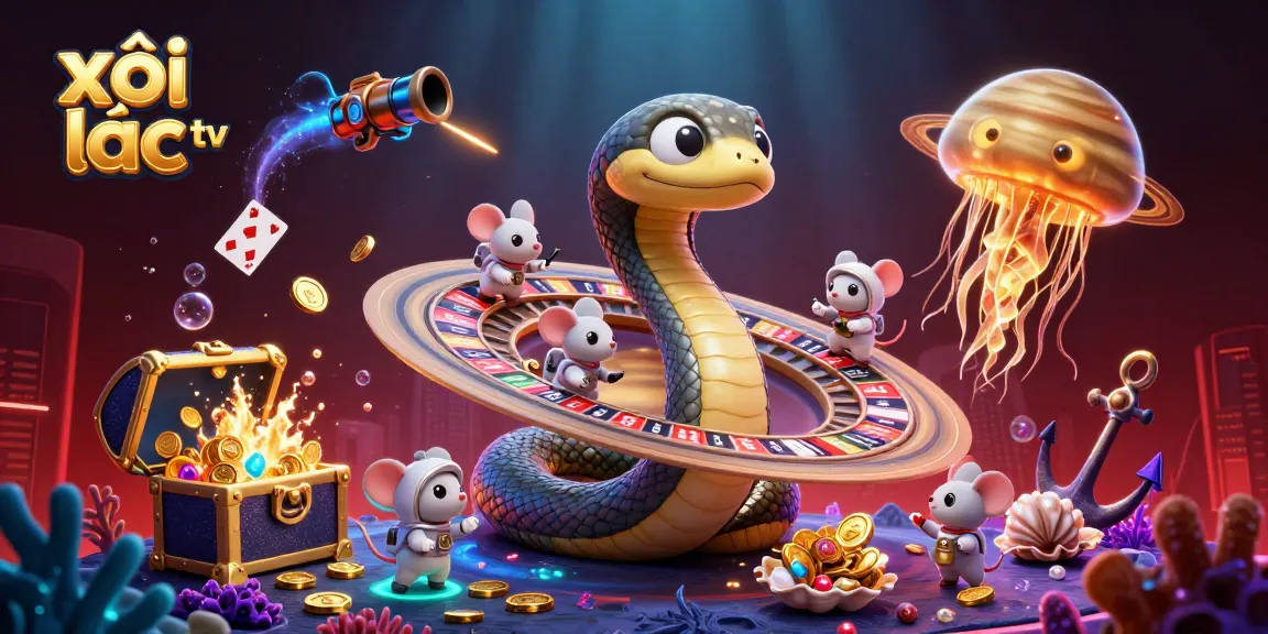 Experience thrilling bets on xôi lạc tv with vibrant 3D cosmic gambling illustration.