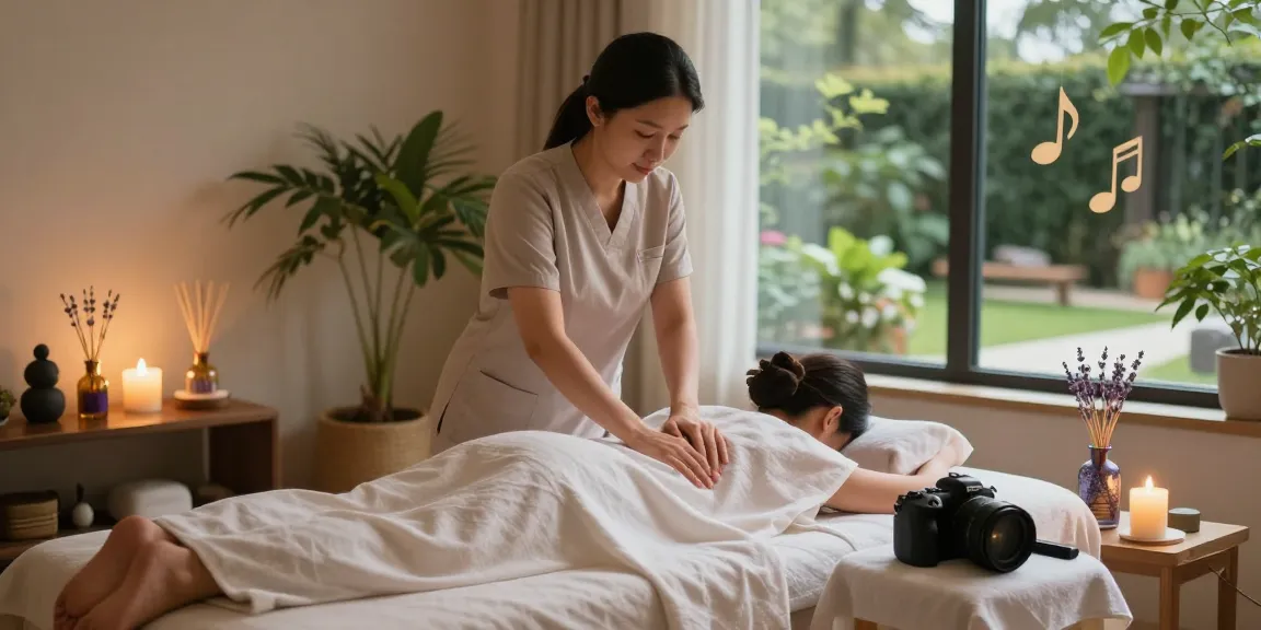 Discovering relaxation through 화성출장안마 in a tranquil spa setting with soothing decor and natural light.