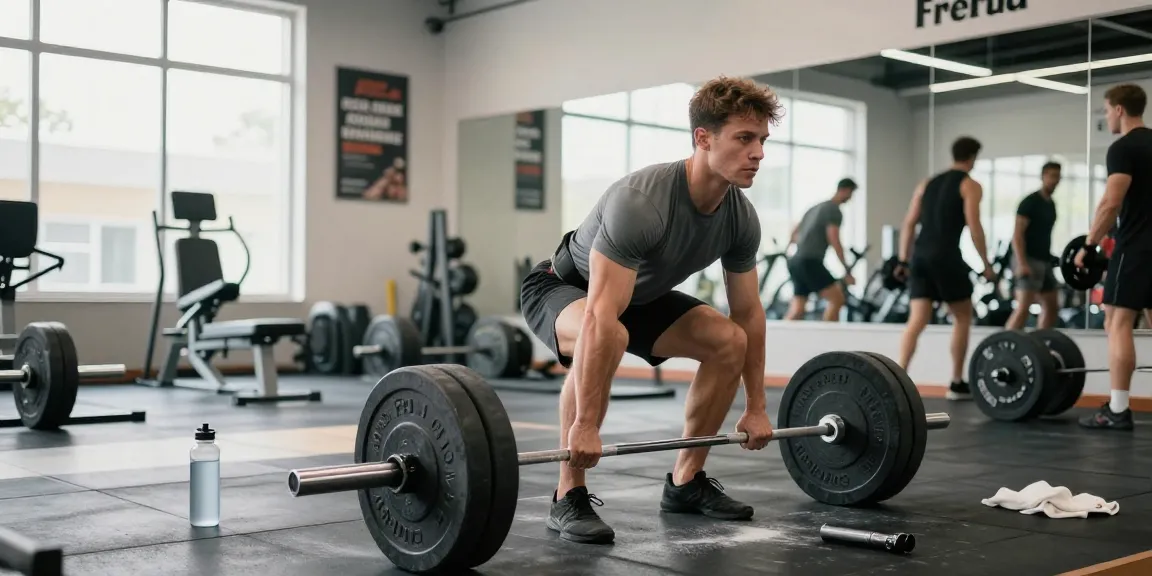Culturista levantando pesas en el gimnasio de Esteroidesshop, mostrando dedicación al entrenamiento de fuerza.