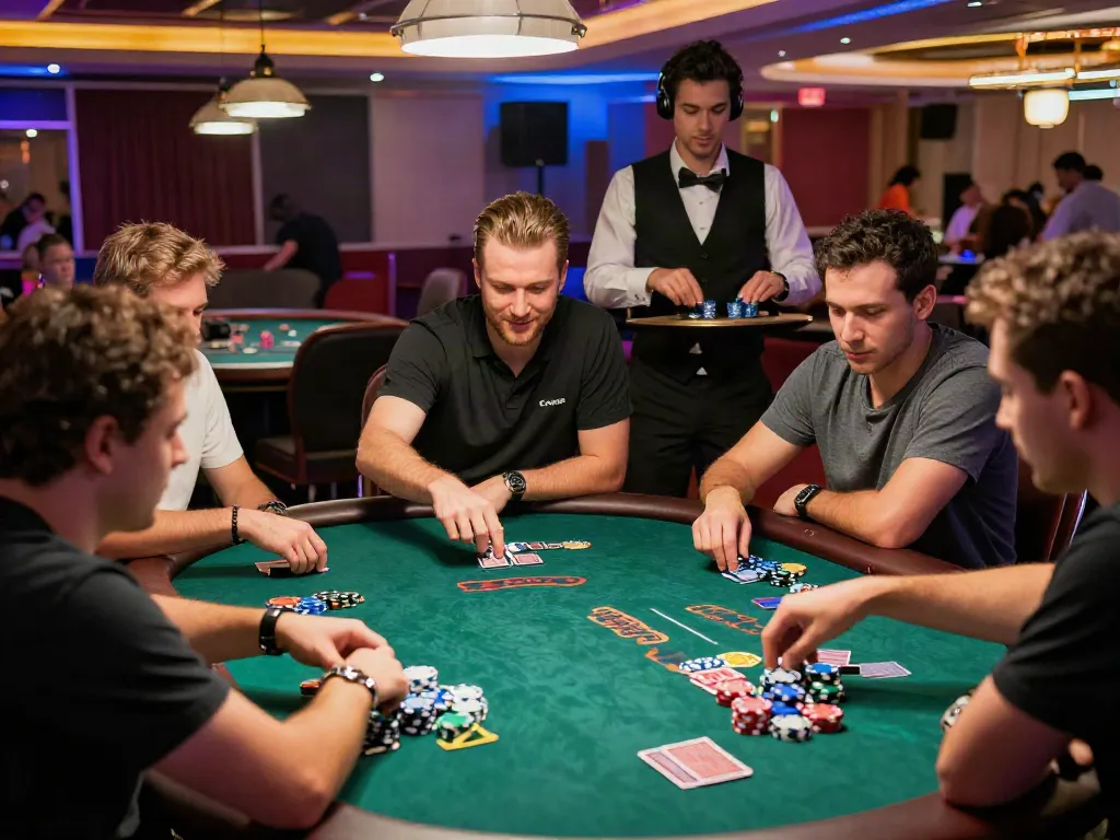 ku88 lively casino environment with diverse players engaged in poker game