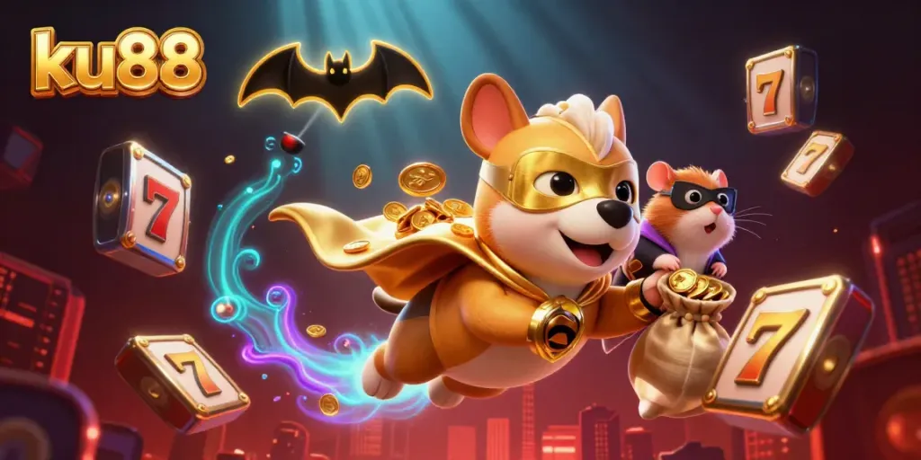 Take a thrilling flight with the ku88 superhero dog and hamster, diving into a world of exciting jackpot gaming.