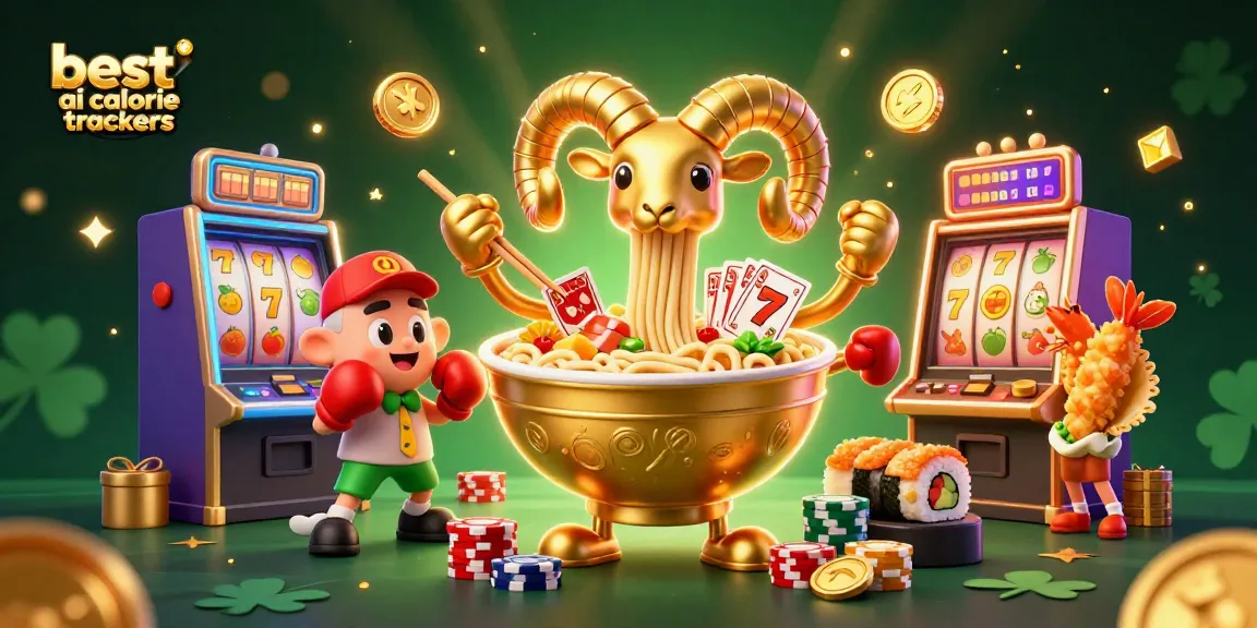 Spin the reels with the best ai calorie trackers delightfully illustrated in a vibrant casino scene.