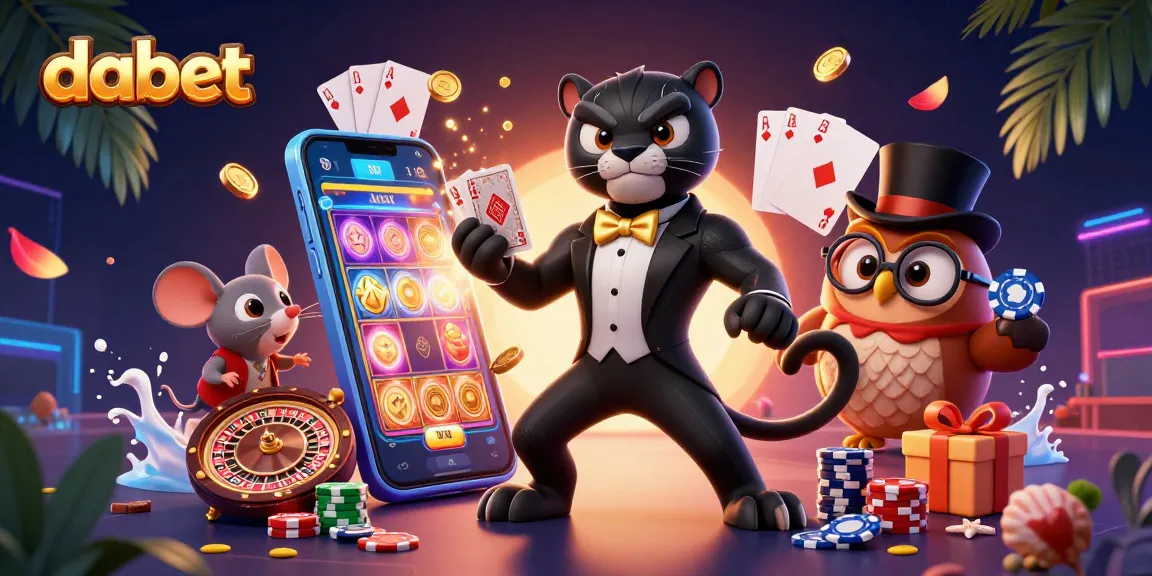 dabet enriches the gambling experience with cartoon panther, owl, and mouse in a casino scene
