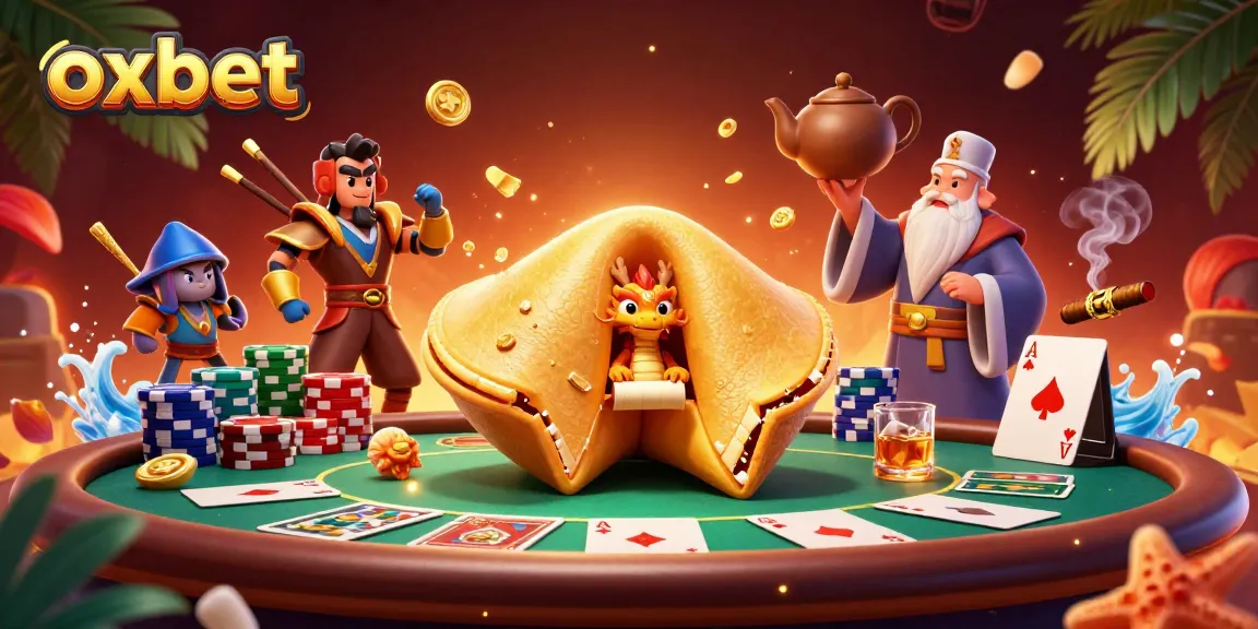 Experience the thrill of poker with oxbet illustrated in a vibrant 3D casino scene.