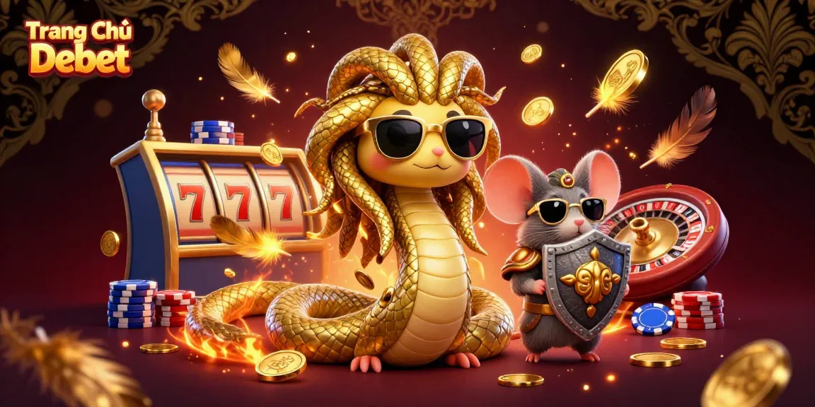 Join the fun at Trang Chủ Debet with vibrant casino-themed 3D illustration showcasing games and excitement.