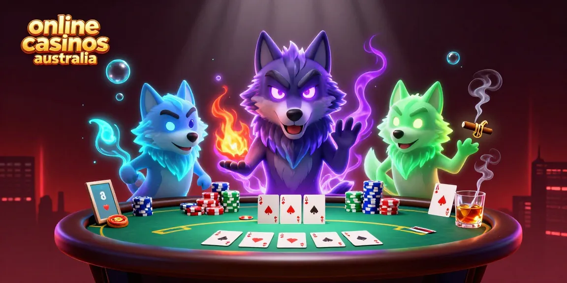 Engage with online casinos australia as thrilling wolf pack leaders play poker with vibrant energy.