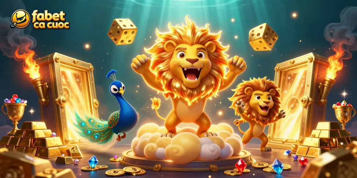 Engage with fabet com ca cuoc amidst a vibrant casino scene filled with treasures and dynamic characters.