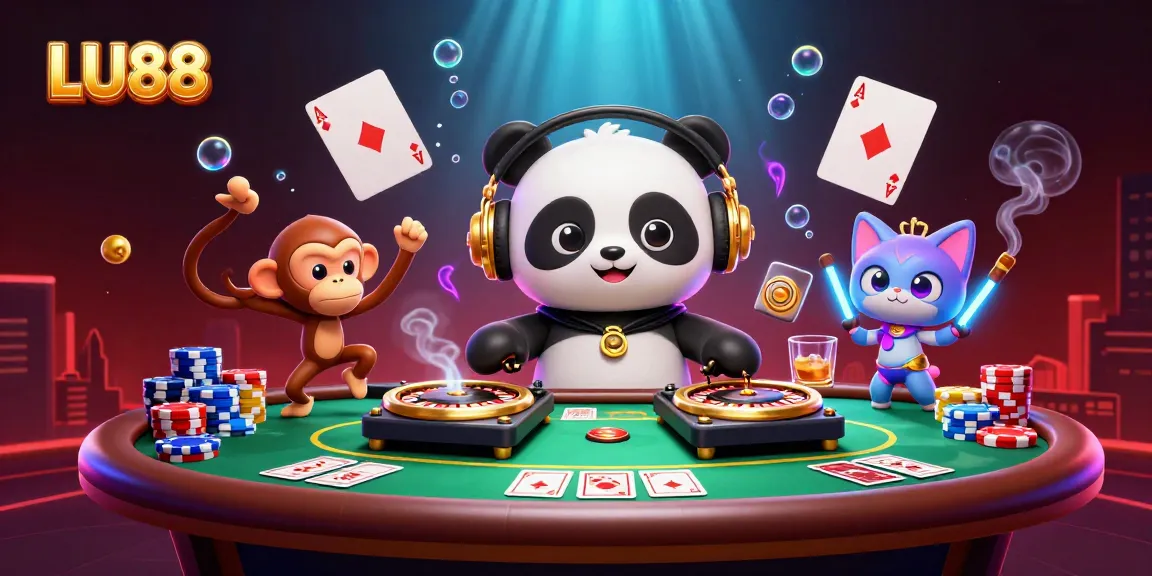 Watch the DJ panda spin on roulette turntables at LU88's lively casino party scene.
