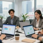 团队在现代办公环境中使用WPS Office进行高效协作