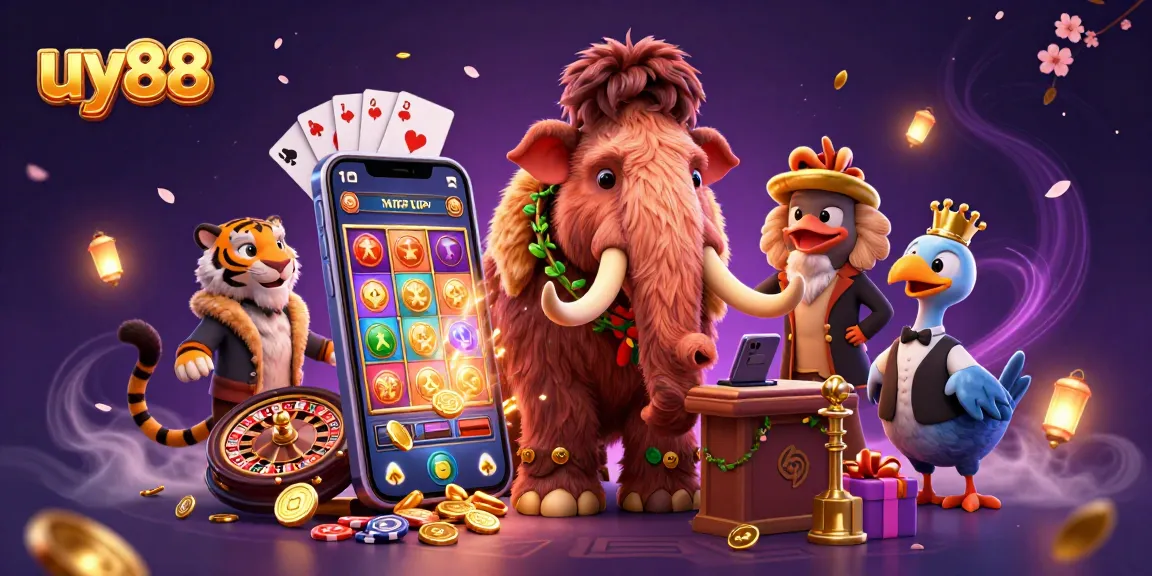 uy88 showcases a vibrant casino scene with interactive gaming elements and dynamic characters.