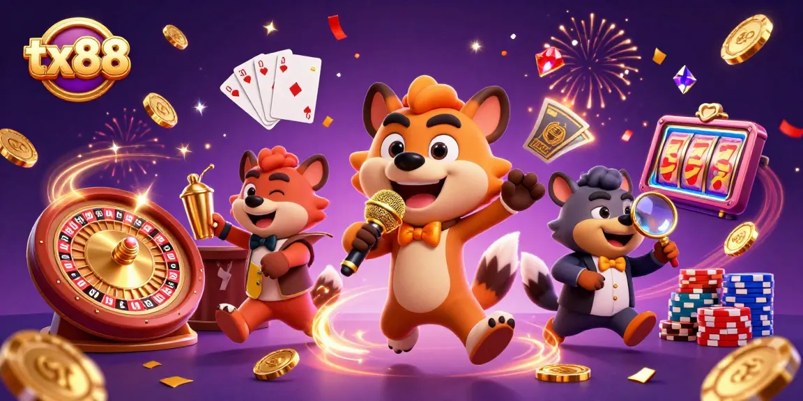 Engage with tx88 as hyenas share laughs at a vibrant comedy casino scene.