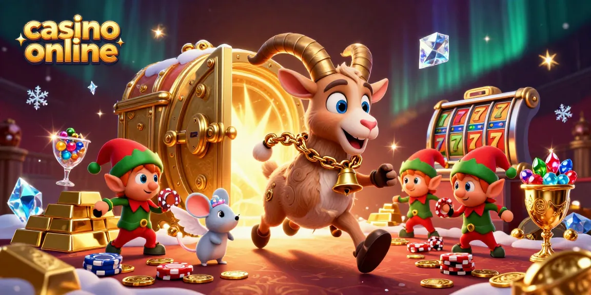 Experience an exciting casino online with Krampus and enchanting characters in a festive scene.