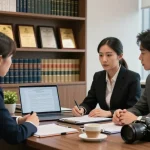 Read full report on legal consultation in modern law office highlighting client-attorney engagement.